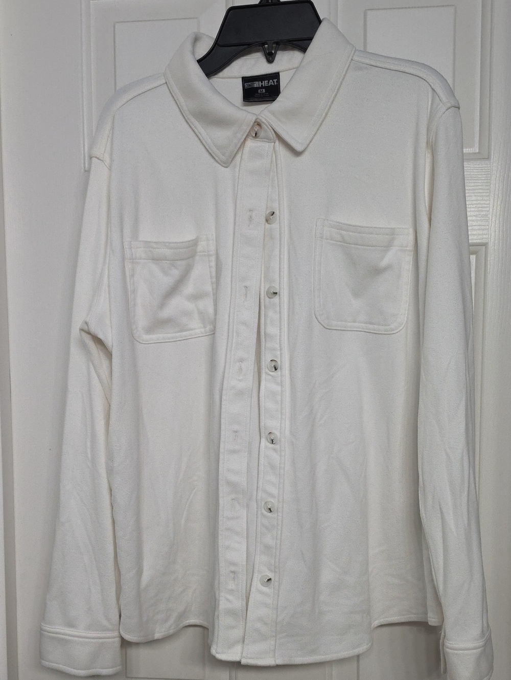 32 Degrees Women's Cream Button-Down Shirt with Chest Pockets